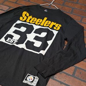 Majestic Men's L Steelers EST 33 Vintage Long Sleeve Tee Shirt